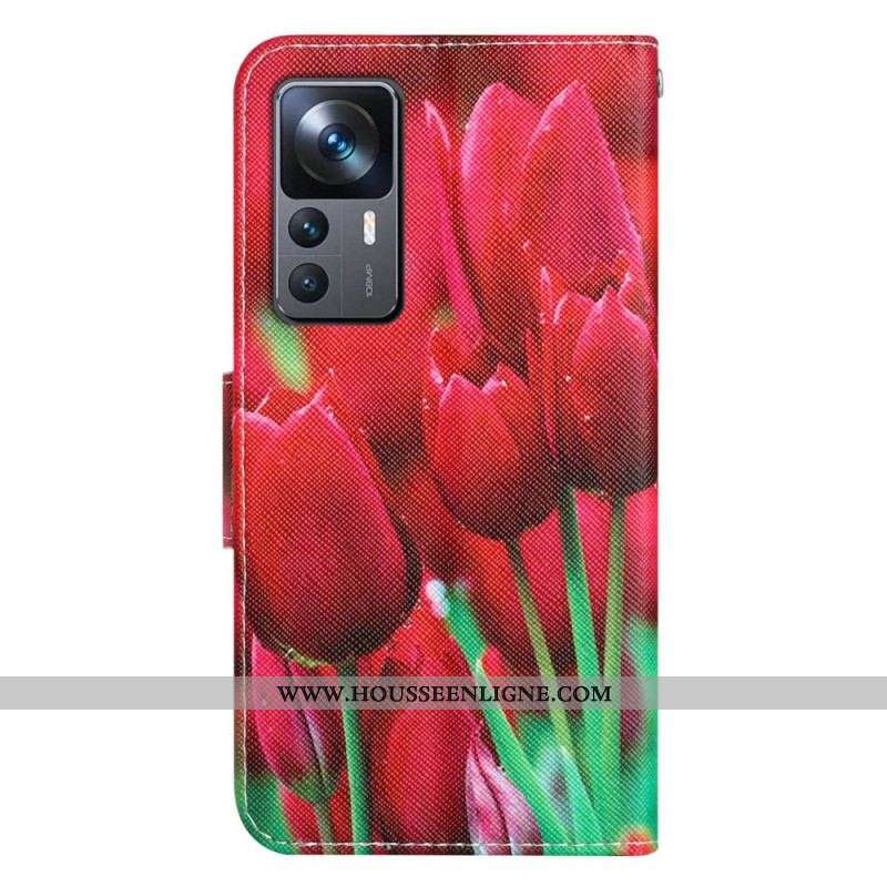 Housse Xiaomi 12T / 12T Pro Tulipes Lanière