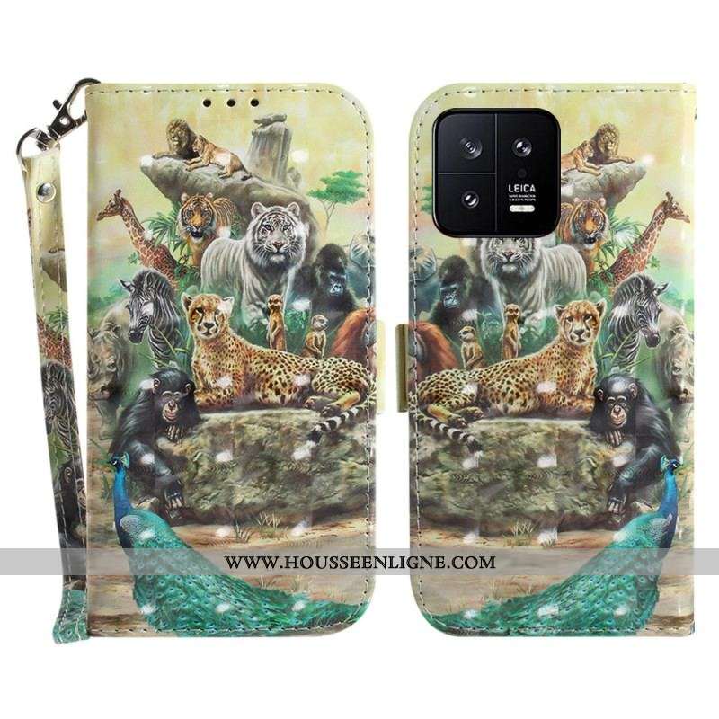 Housse Xiaomi 13 Animaux Safari Escarpin à Lanière