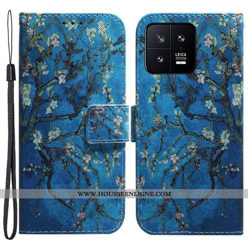Housse Xiaomi 13 Branches Fleuries à Lanière