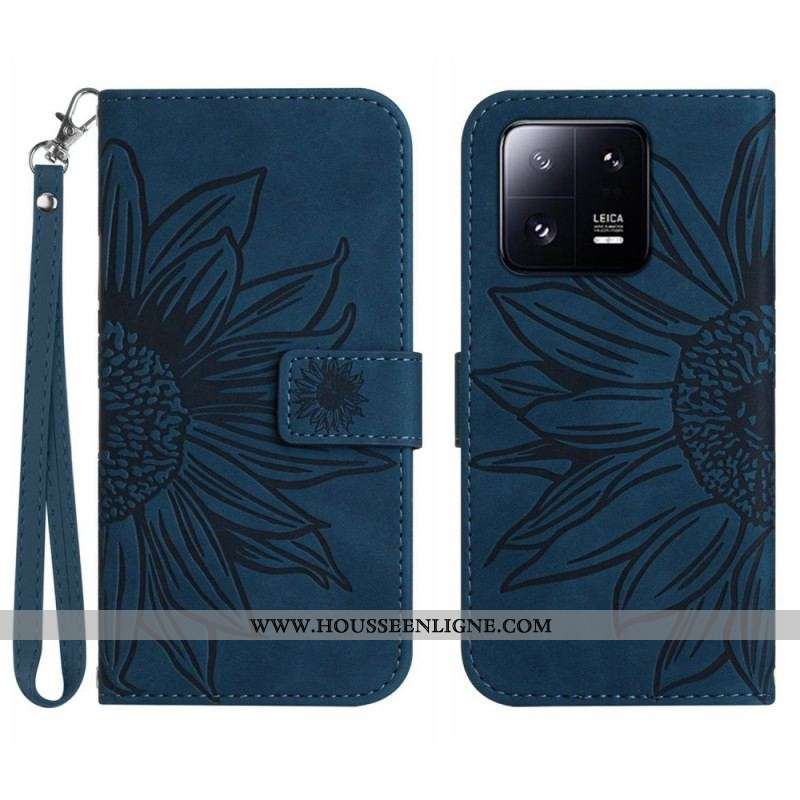 Housse Xiaomi 13 Fleur avec Lanière