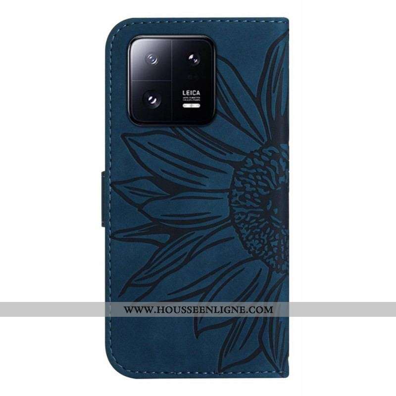 Housse Xiaomi 13 Fleur avec Lanière