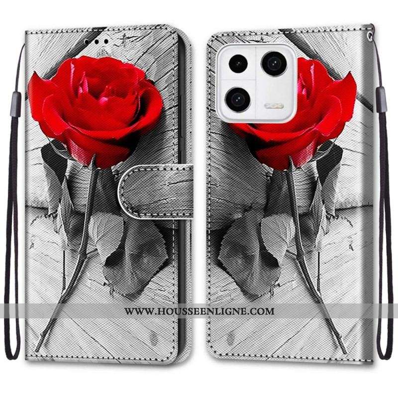 Housse Xiaomi 13 Florale avec Lanière