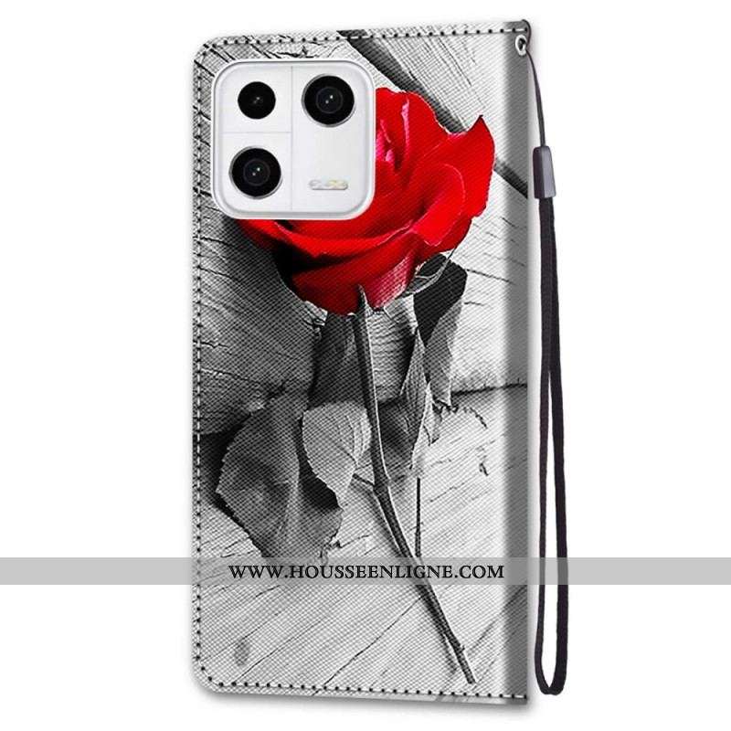 Housse Xiaomi 13 Florale avec Lanière