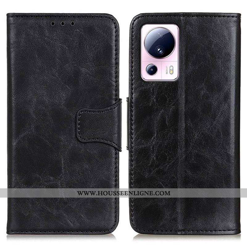 Housse Xiaomi 13 Lite Cuir Fendu Fermoir Réversible