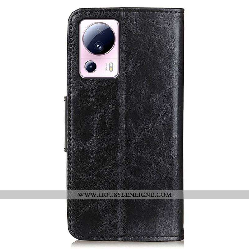 Housse Xiaomi 13 Lite Cuir Fendu Fermoir Réversible