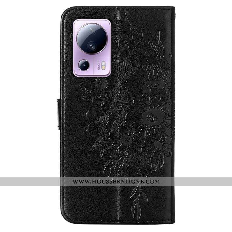 Housse Xiaomi 13 Lite Design Papillon avec Lanière