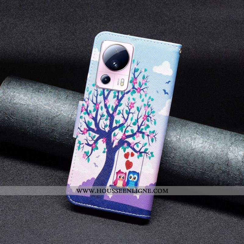 Housse Xiaomi 13 Lite Hiboux sur la Balançoire