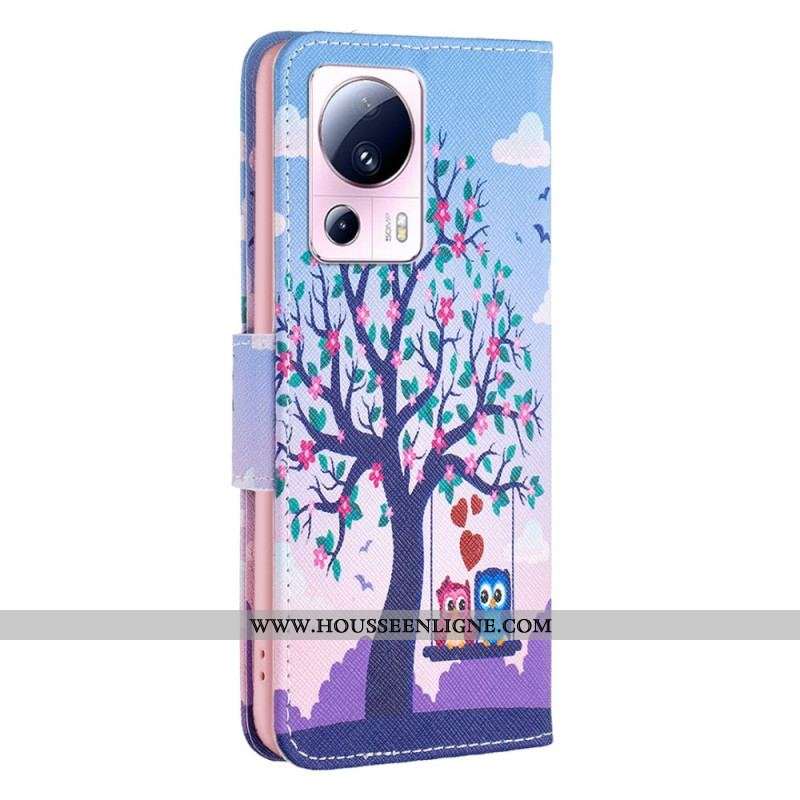 Housse Xiaomi 13 Lite Hiboux sur la Balançoire