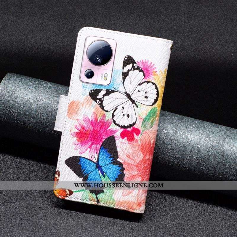 Housse Xiaomi 13 Lite Portefeuille Papillons
