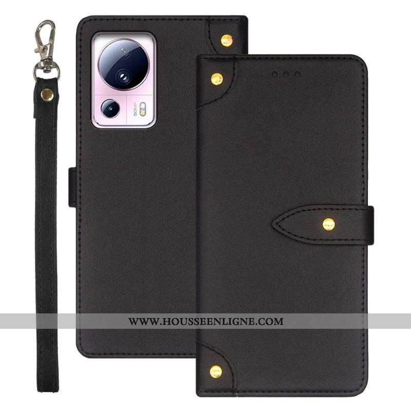 Housse Xiaomi 13 Lite Rivets et Lanière IDEWEI