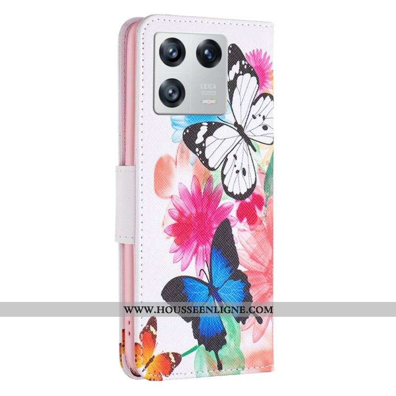 Housse Xiaomi 13 Papillons Aquarelle