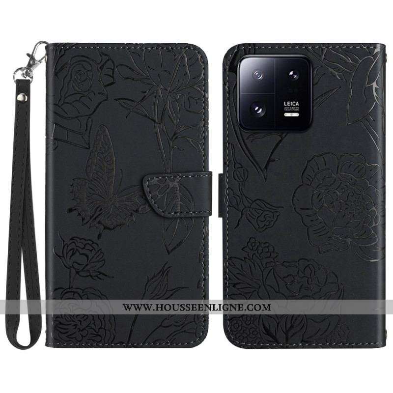 Housse Xiaomi 13 Papillons et Lanière