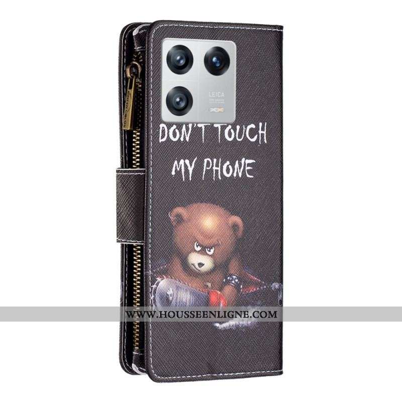 Housse Xiaomi 13 Poche Zippée Ours Dangereux