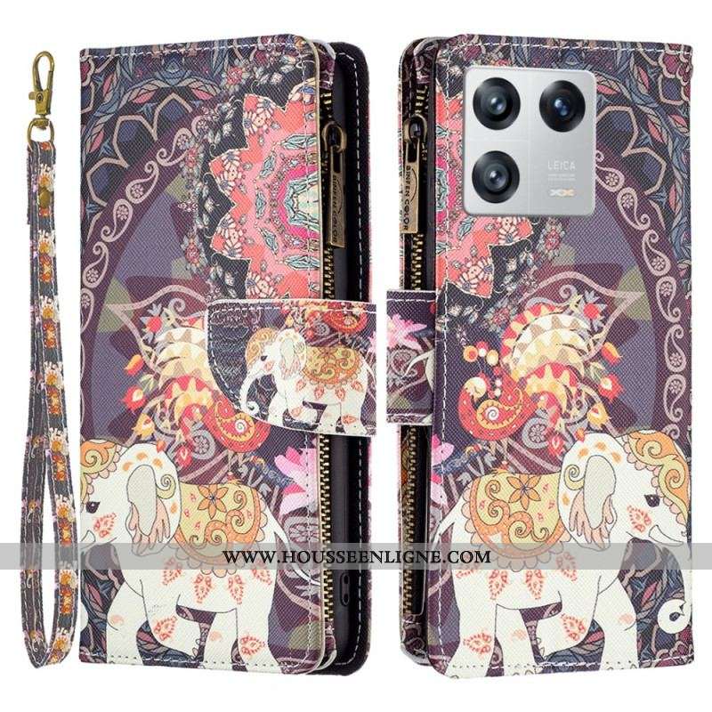 Housse Xiaomi 13 Poche Zippée Éléphant