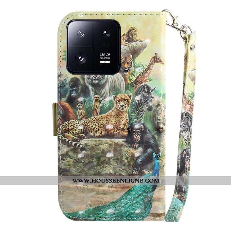 Housse Xiaomi 13 Pro Animaux Safari à Lanière