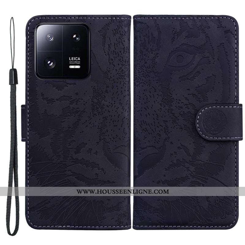 Housse Xiaomi 13 Pro Empreinte de Tigre à Lanière