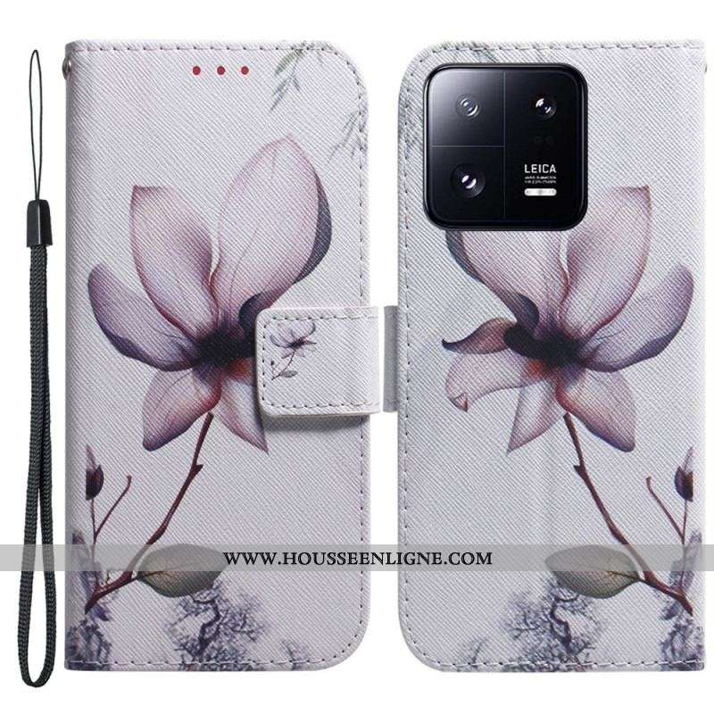 Housse Xiaomi 13 Pro Fleur Rose à Lanière