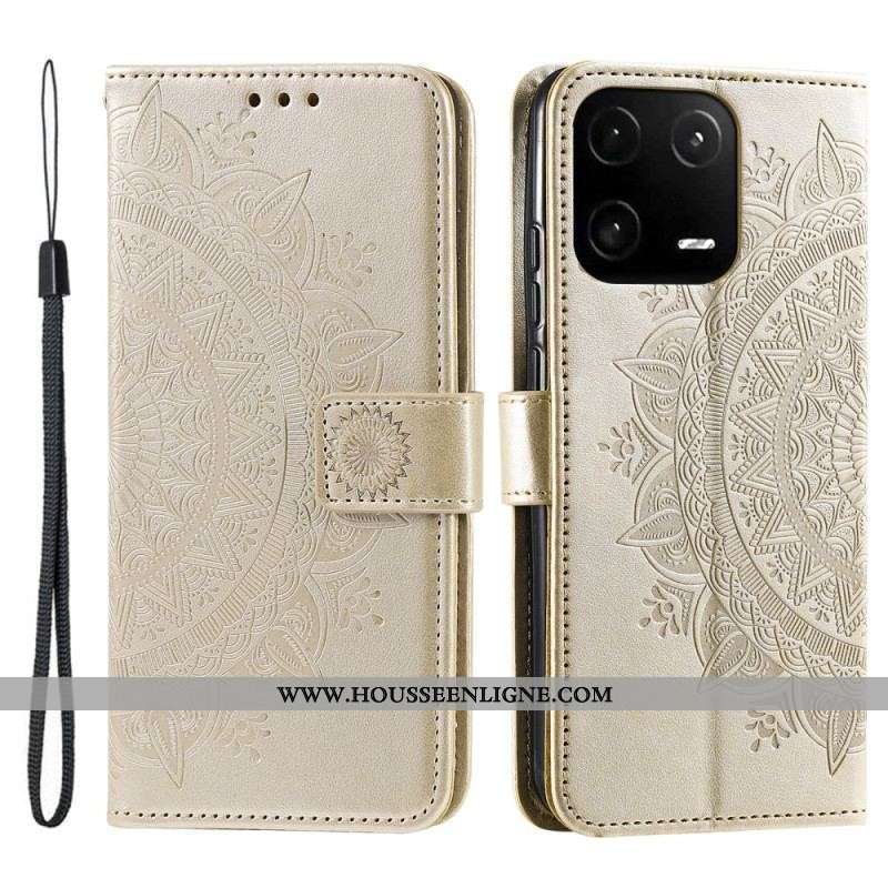 Housse Xiaomi 13 Pro Mandala Soleil avec Lanière