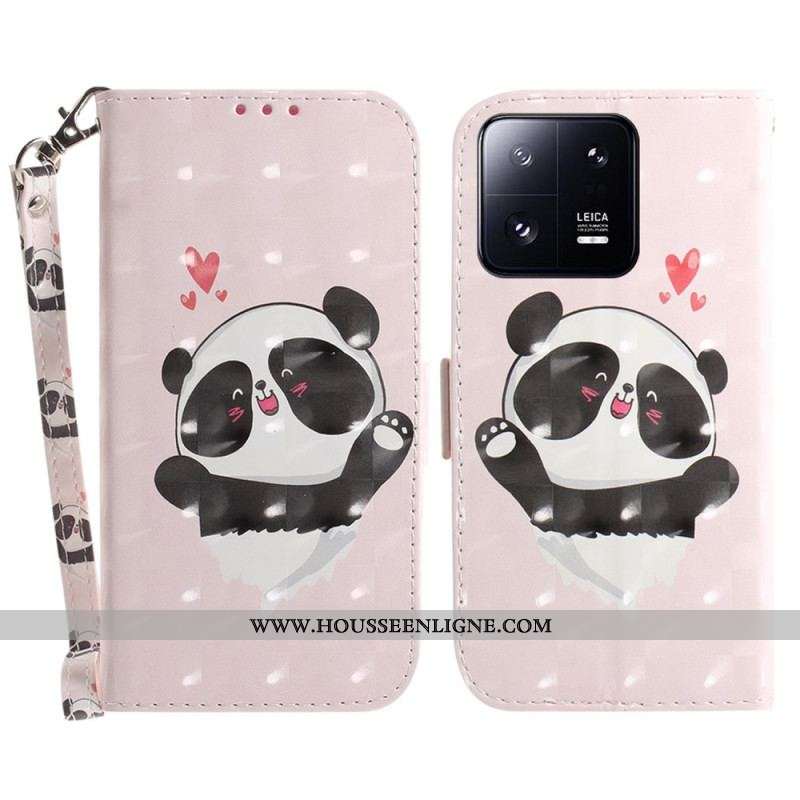 Housse Xiaomi 13 Pro Panda Love à Lanière