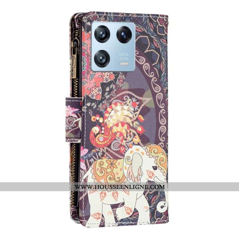 Housse Xiaomi 13 Pro Poche Zippée Éléphant