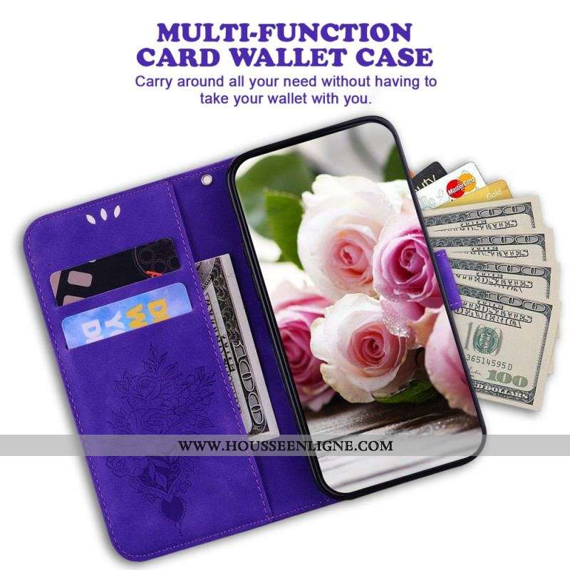 Housse Xiaomi 13 Pro Roses et Papillons à Lanière