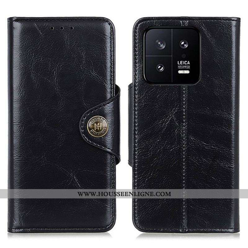 Housse Xiaomi 13 Pro Simili Cuir Verni Bouton KHAZNEH
