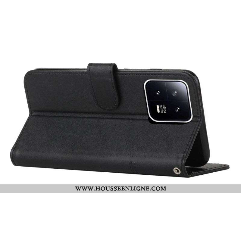 Housse Xiaomi 13 Pro Style Cuir Géométrique à Lanière
