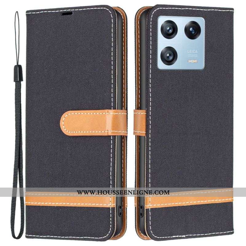 Housse Xiaomi 13 Pro Tissu et Effet Cuir à Lanière