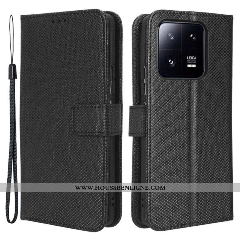 Housse Xiaomi 13 Simili Cuir Stylé à Lanière