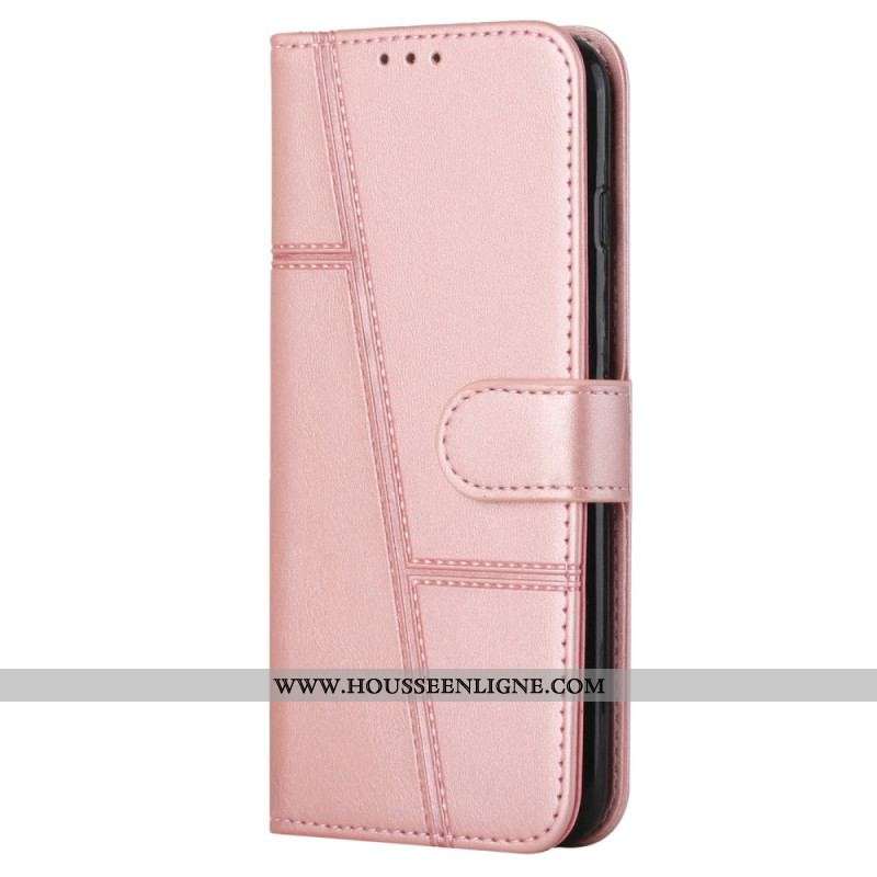 Housse Xiaomi 13 Style Cuir Géométrique à Lanière