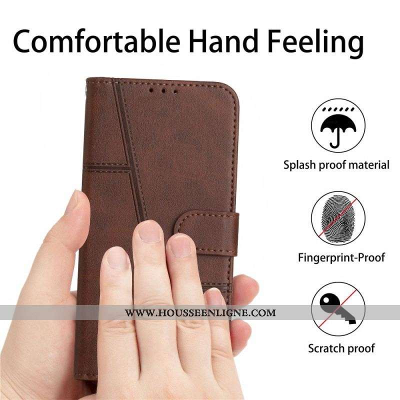 Housse Xiaomi 13 Style Cuir Géométrique à Lanière