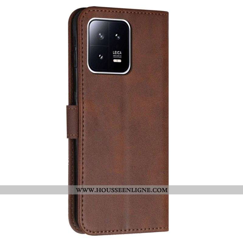 Housse Xiaomi 13 Style Cuir Géométrique à Lanière