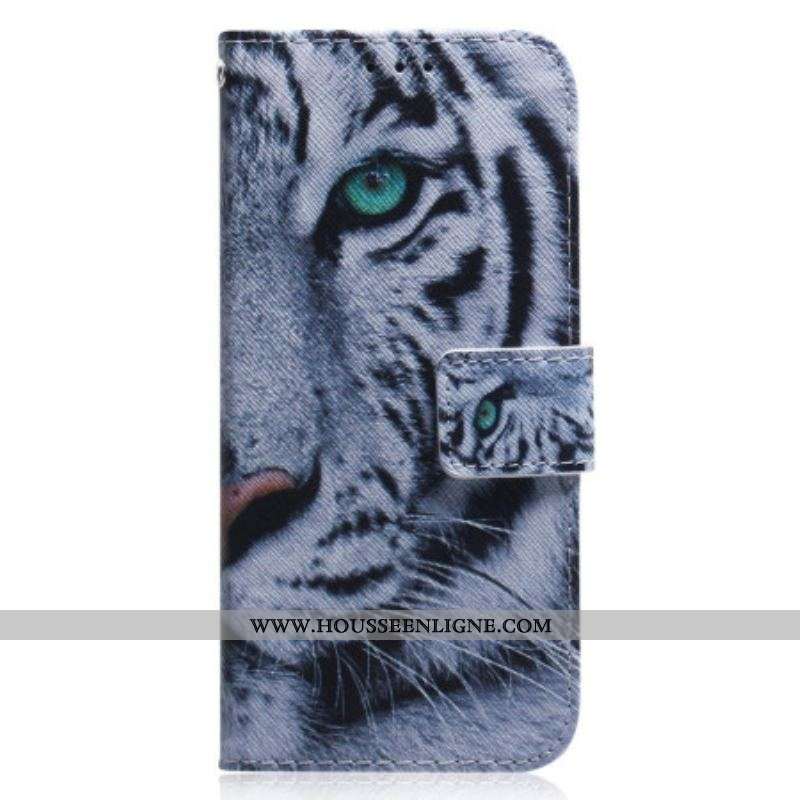 Housse Xiaomi 13 Tigre Blanc à Lanière