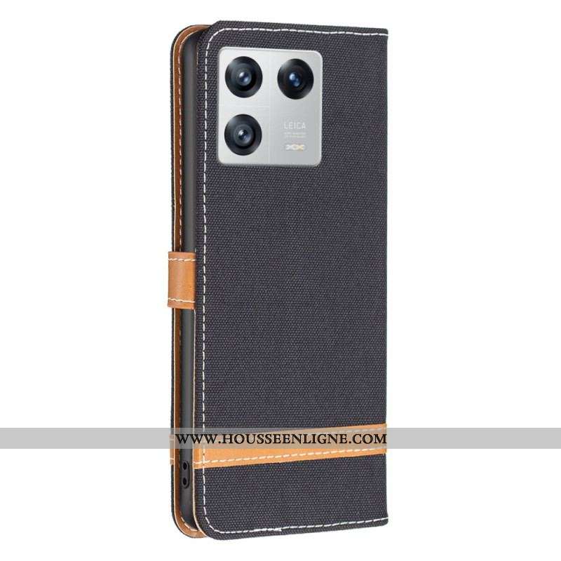 Housse Xiaomi 13 Tissu et Effet Cuir à Lanière