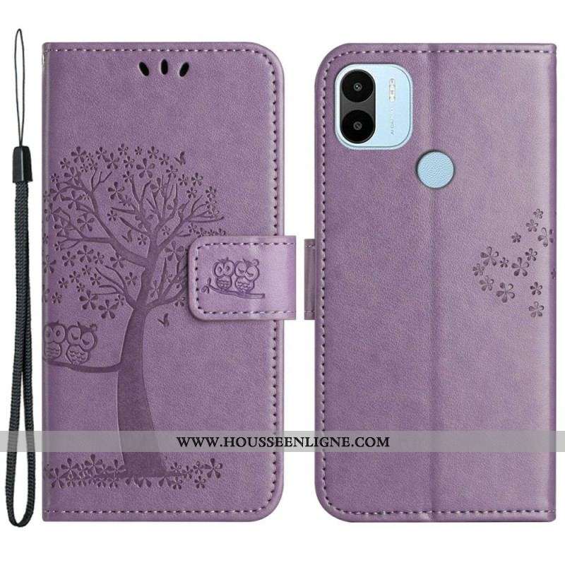 Housse Xiaomi Redmi A1 Arbre et Hiboux à Lanière