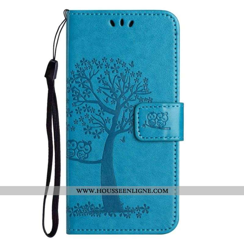 Housse Xiaomi Redmi A1 Arbre et Hiboux à Lanière