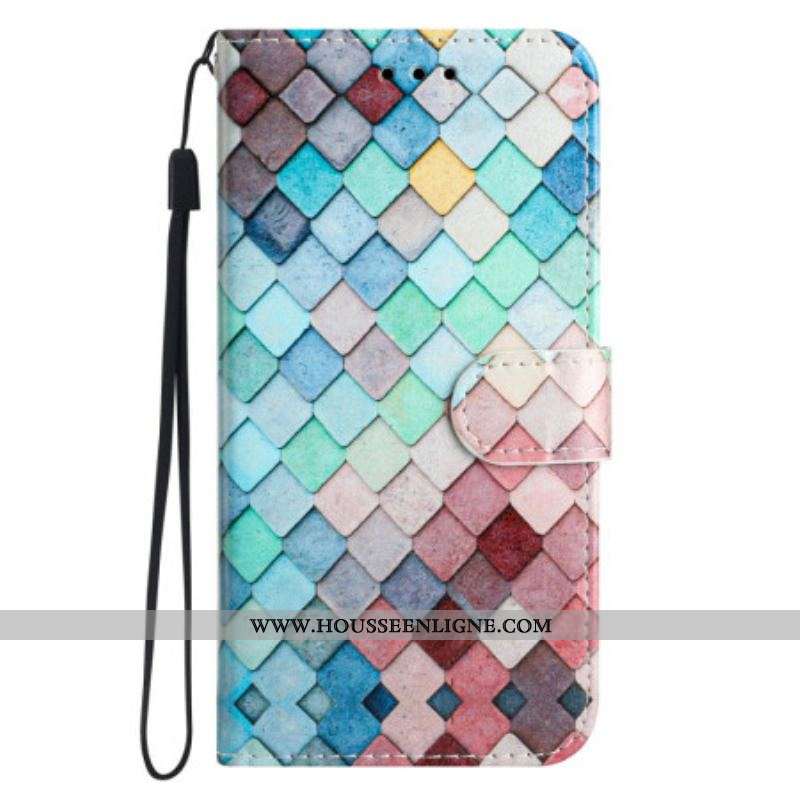 Housse Xiaomi Redmi A1 Grille Colorée à Lanière