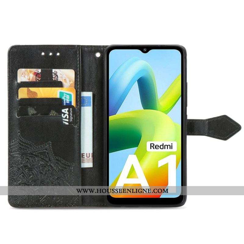 Housse Xiaomi Redmi A1 Mandala Soleil avec Lanière
