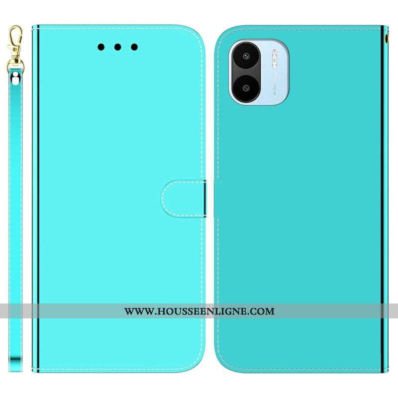Housse Xiaomi Redmi A1 Simili Cuir Miroir avec Lanière