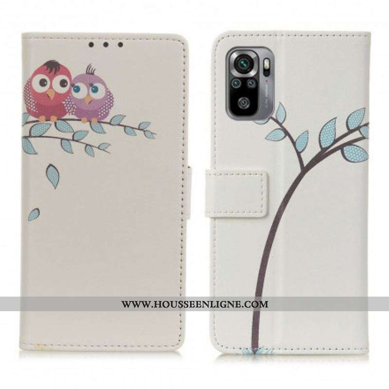 Housse Xiaomi Redmi Note 10/10S/Poco M5s Couple De Hiboux Sur l'Arbre