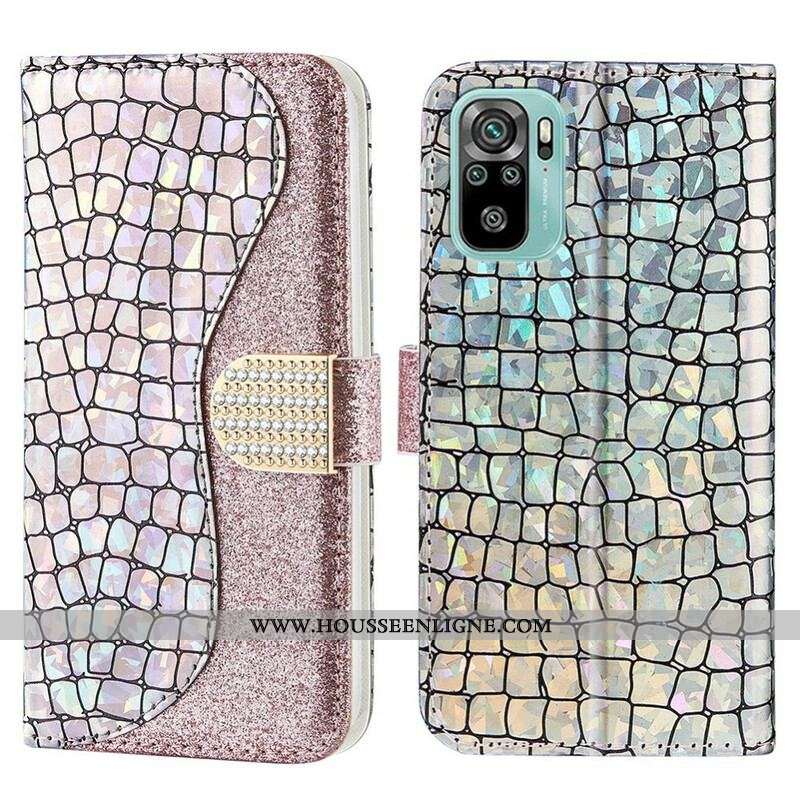 Housse Xiaomi Redmi Note 10/10S/Poco M5s Croco Diamants