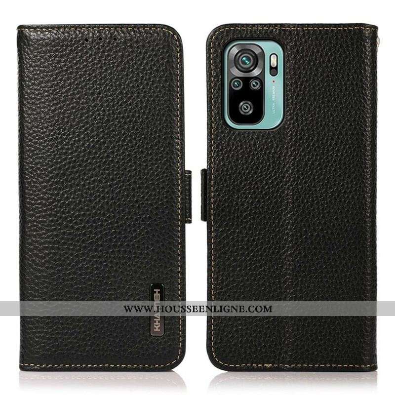 Housse Xiaomi Redmi Note 10/10S/Poco M5s Cuir Litchi KHAZNEH RFID