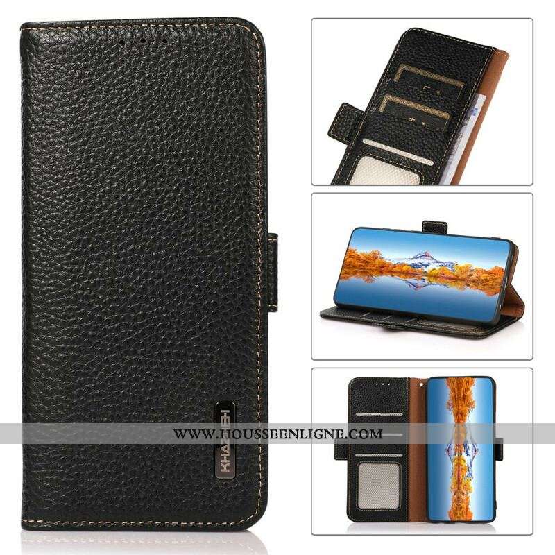 Housse Xiaomi Redmi Note 10/10S/Poco M5s Cuir Litchi KHAZNEH RFID