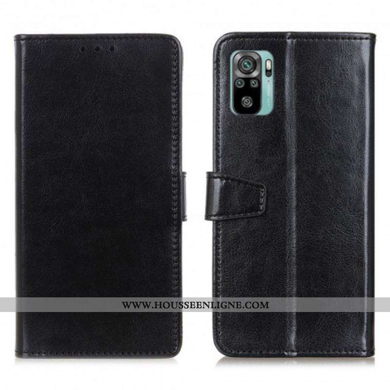 Housse Xiaomi Redmi Note 10/10S/Poco M5s Effet Cuir Brillant Simple