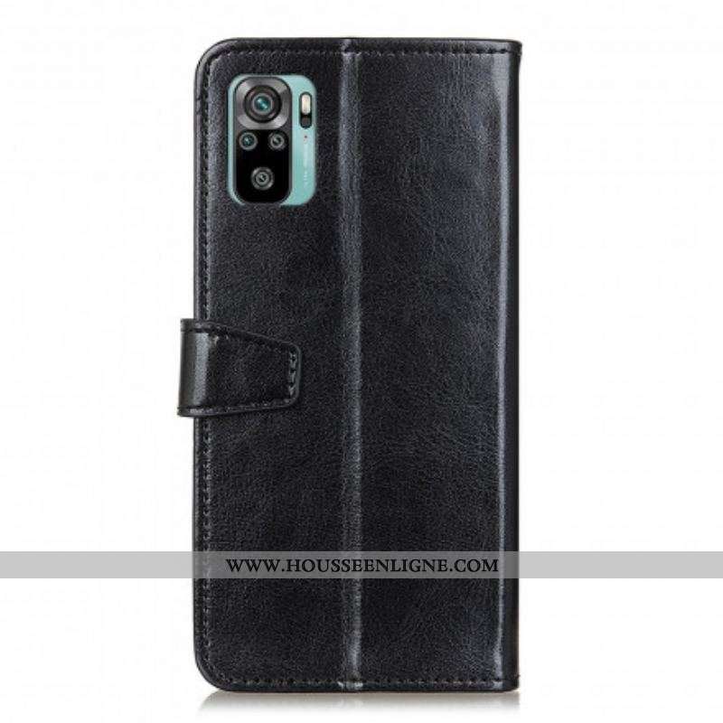 Housse Xiaomi Redmi Note 10/10S/Poco M5s Effet Cuir Brillant Simple