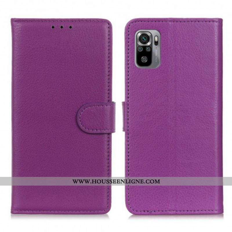 Housse Xiaomi Redmi Note 10/10S/Poco M5s Effet Cuir Litchi Premium