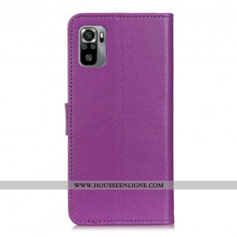 Housse Xiaomi Redmi Note 10/10S/Poco M5s Effet Cuir Litchi Premium