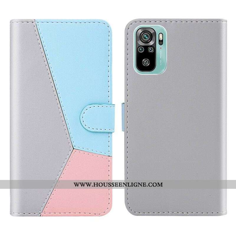 Housse Xiaomi Redmi Note 10/10S/Poco M5s Effet Cuir Tricolore