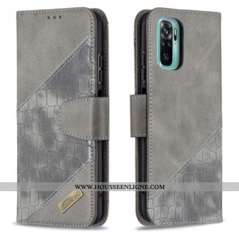 Housse Xiaomi Redmi Note 10/10S/Poco M5s Effet Peau de Crocodile Classique