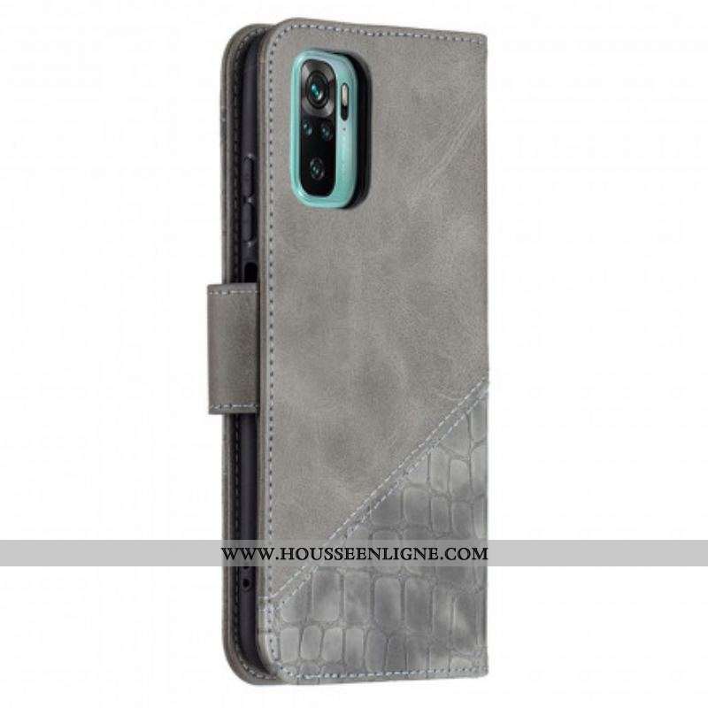 Housse Xiaomi Redmi Note 10/10S/Poco M5s Effet Peau de Crocodile Classique